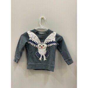 Mini Boden Owl Applique Gray Sweatshirt 3/4 Years